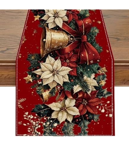 Tafelloper - Linnenlook rood met hert - Kerst - Rendier - Loper 70 cm Tafelloper - Linnenlook rood met hert - Kerst - Rendier - Loper 70 cm