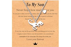 CheersLife collar dinosaurio, collar hijo, regalo hijo, collar acero inoxidable regalo de madre padre, cumpleaños, navidad, vuelta al cole, regalo graduación para hijo, regalo para hombre niño