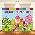 Party Baazaar Candy Land Theme Backdrop | Backdrop for Birthday Decoration | Happy Birthday Banner for Kids (Pack of 1, Multicolor, Size: 4x3 Feet)