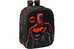 safta BATMAN 3D - Sac à dos de crèche 3D, adaptable au chariot, nettoyage facile, idéal pour les enfants de différents âges, confortable et polyvalent, qualité et résistance, 22 x 10 x 27 cm, couleur