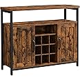 VASAGLE Storage Cabinet, Sideboard and Buffet Table with Wine Holder, 2-Door Cupboard for Dining Room, Living Room, Kitchen, 100 x 35 x 81.4 cm, Industrial, Rustic Brown and Black LSC094B01