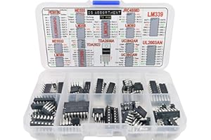 TOCYORIC Interstellar Electronics IC Assortment Box 75 pcs, PC817c, NE555, LM358, LM324, JRC4558D, LM393, LM339, NE5532, LM386, PT2399, TDA2822, TDA2030A, UC3842AN, UC3842AN, UC3842AN, UC3842AN, UC38 43AN, ULL