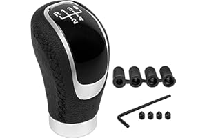 BOGOO 5 Speed Universal Gear Shift Knob - Manual Shifter Gear Stick 5 Speed Transmission - Includes adapters for Most Cars, SUV's, Van's - Renew Your Interior! (Black Stitching)