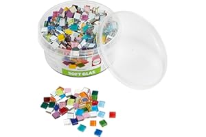 Rayher Set tessere per mosaico, tasselli in vetro morbido, piastrelle ideali per decorazioni e fai da te, 1x1 cm, ca. 515 pz, colori assortiti.