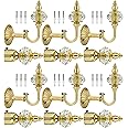NATURAL Heavy Duty Aluminum Royal Luxury Design Curtain Bracket/Finial and Curtain Support with Screw/Wallplug for Window & Door Curtain Fittings Suitable Upto 1 Inch Pipe. (6 Set, Gold)