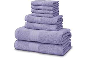 Victorio & Lucchino Juego de Toallas 100% Algodón - 2 Toallas Baño Grande 100x150cm + 2 Toallas Lavabo 50x100cm + 4 Toallas Tocador 30x50cm - Color Malva