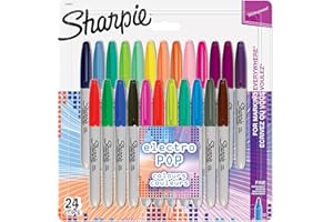 Sharpie marqueurs permanents, pointe fine, Electro Pop & assortiment de couleurs originales, lot de 24