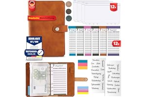 SCHANSLI Budget Planner Deutsch - Budget Binder A6 Geldplaner Mappe Ideal für Geld Sparen und Spar Challenge als Sparbuch mit Folien - Cash Stuffing Deutsch Set. Buget Planer Set Deutsch (Braun)