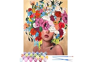 POFIBO Pintar por Numeros Adultos, DIY Pintura por Números, Pintura Con Numeros,Paint by Number con Lienzo de 45 x 50 cm, 3 Pinceles y Pinturas Acrílicas (Sin Marco)
