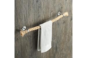 YJ YANJUN Portasciugamani fatto a mano in corda portasciugamani per bagno shabby chic portasciugamani rustico montato a parete nautico arredamento bagno o cucina