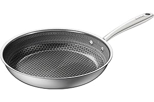 Redchef Non Stick Hybrid Egg/Omelette Pan,24cm Ceramic Frying Pan,Tri-Ply Stainless Steel Skillet,Non Toxic,PFAS PFOA/PTFE Free,Dishwasher/Oven Safe,Suitable for Induction Hobs,9.5"(Black)