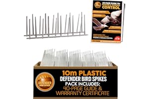 Defender Bird Spikes | Narrow Plastic Pigeon Deterrent | Pigeon Information Guide | 10 Metre Pack