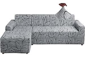 Jaotto - Funda de sofá esquinera Extensible de 2 Piezas, Funda de sofá elástica en Forma de L, Revestimiento de sofá Universal, Lavable, Funda para sofá (1 Plaza+2 plazas, Estilo Gris)