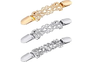 WOOXDYUK Cardigan Clip Vintage Kragen Schal Pin Retro Mantel Broschen und Schal Pins Silber Pullover Clips für Frauen Mädchen Shirt