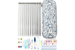 JOZEA Lot d'aiguilles à tricoter avec accessoires et sac de rangement