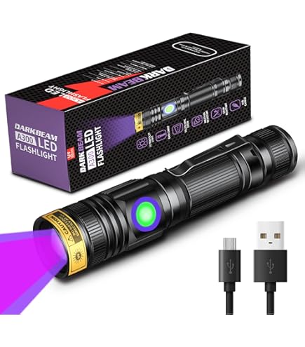 WESLITE Torcia UV Ricaricabile, Lampada UV LED con 365nm e 395nm 2 in 1 Torcia Ultravioletta