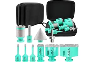 LEKOMESH Foret Diamant Trepan Carrelage - 10pcs (6/6/8/25/50/68mm+10mm Fraise Diamant+ 35mm Forage Trépan+50mm Mèches Chanfrein+Adaptateur) pour Céramique Porcelaine M14 Filetage