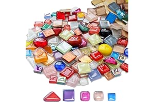 NURILA Mosaiksteine,Bunte Glasmosaikfliesen, 200g Bunte Mosaikfliesen Buntglas Mix Color Series,Glasmosaik Heterotyp Muggelsteine Bunt Kinder, Mosaiksteine Zum Basteln, für Badezimmer, Küche, Heimdekoration