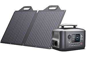 BigBlue 537.6Wh Generador Solar Portátil con 100W Panel Solar ETFE, Estación de Energía de Batería LFP con Salida de AC de 600W (Pico de 1200W), 8 Salidas AC/DC/USB para Acampar Uso Doméstico