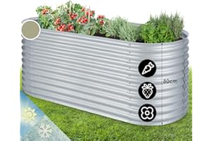 ‎BLUMFELDT blumfeldt Hochbeet aus Metall, Wetterfestes Stahlblech für Balkon & Garten, Rostfreies Oval, Freistehende Hochbeete 200x80x100 cm, 1257L Pflanzkübel Groß für Blumen, Obst, Gemüse