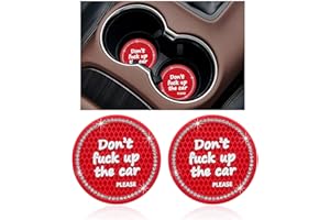 GENERIC 2 Pack Bling Car Cup Holder Coaster, 2.75 inch Anti Slip Shiny Inside Crystal Rhinestone Insert Rubber Pad Set, Auto Interior Accessories with Start Stop Decoration Ring (Red)