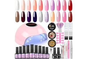 Kit Vernis Semi Permanent Gel, COSCELIA Lampe U V LED 24W 20 Couleurs Vernis Gel Base et Top Coat Strass Décor Kit Manucure Outils Complet pour Débutants