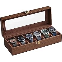 Scatola Per Orologi BEWISHOME Da 20 Scomparti - Coperchio In Vetro, Interno In Pelle, Cuscini Rimovibili, Marrone - Foto 4