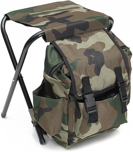Chaise Sac à Dos 3 En 1 – Siège Pliable + Glacière + Grand Sac – Oxford 600D PVC, Tube Acier 19 Mm – Idéal Rando, Pêche, Camping