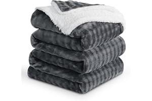 RUIKASI Manta Cama Invierno para Cama 180/200, Franela Sherpa Reversible Polar de Borreguito, Gruesa y Suave al Tacto, Calidez Envolvente y Buena Transpirabilidad (Gris, 220 x 240 cm)