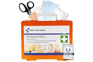 ‎FIRST AID ONLY First Aid Only Erste Hilfe Koffer DIN 13157 mit Wandhalterung | Kompakter Verbandskasten für Betriebe und Haushalte gefüllt nach DIN 13157:2021 | Inkl. Tragegriff & Montagematerial | P-10020
