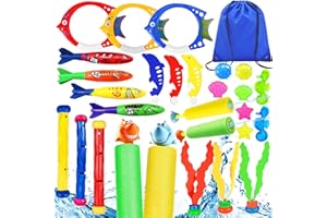 Paochocky 27pcs Swimming Pool Toys Set, Cute Animal Water Pistol, Underwater Diving Game Kit With Storage Bag