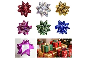 CIYIN Lazos para Paquetes de Regalo autoadhesivos 60 Unidades en Total de Efecto láser de 3 Pulgadas, en 6 Colores Diferentes, 10 Unidades por Color