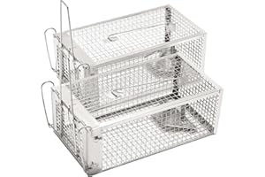 EGOFLYYA 2Pack Rat and Squirrel Cage Humane, Live Multi-Catch Traps for Rats,Mouse, Rattus Norvegicus and Small Animals, Effective Quick Great for Outdoor & Indoors, Simple to Set
