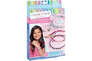 Make It Real - Rainbow Bling Bracelets. DIY Bead and Knot Bracelet Making Kit for Girls. Arts and Crafts Kit to Design and Create Unique Tween Knot Bracelets with Wax Cord, Beads, Charms and Gem Links
