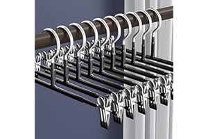 SUPMAKER 20 Pack Trouser Hanger, 30cm Pants Hangers Space Saving Skirt Hangers with Adjustable Clips,Heavy Duty Clothes Coat Garment Jeans Hangers
