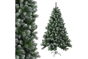 Trade-Shop Künstlicher Weihnachtsbaum Tannenbaum Christbaum Tanne, Plastik, Grün mit Deko-Schnee, 120 cm, 360 Spitzen, PVC mit Metall-Standfuß