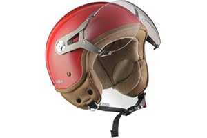 ‎SOXON Soxon® SP-325 Mono „Red“ · Jet-Helm · Motorrad-Helm Roller-Helm Scooter-Helm Moped Mofa-Helm Chopper Retro Vespa Vintage Pilot Biker Helmet · ECE 22.05 Visier Schnellverschluss Tasche XS (53-54cm)