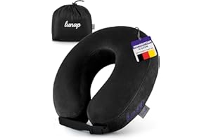 ‎LUNAP lunap Reisekissen Flugzeug | Nackenkissen Memory Foam flauschig + waschbar | Nackenhörnchen Erwachsene | Nackenkissen Flugzeug, Auto | Travel Pillow Neck SCHWARZ | Flugzeug Kissen Flugzeug