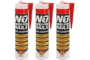 GEAR GEM Multipurpose No More Nails, Heavy-Duty Mounting Adhesive, No Nails Strong Bond Glue for Wood, Ceramic, Metal & More, White Instant Grab Adhesive Mastic (3)