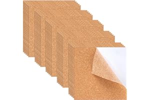AILUYA 25 Piezas Corcho Autoadhesivo 1mm Para Pared y Decoración, Bricolaje (10 x 10cm)