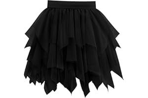 Vlazom Women's Tulle Tutu Skirts, 4 Layered Petticoat Underskirt Vintage A-line Rockabilly Tutu Skirt for Dress-up Parties Dancing, Halloween Party S-3XL