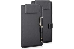 GORESE Portablocco A6 lavagna da scrittura in pelle A6 clipboard cartella appunti menu con clip magnetica e penna clip per ristorante bar caffetteria day card shop reception(2 Pezzi)