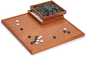 Yellow Mountain Imports Rosewood 2.6-centimeter Folding Go Game Set Board with Double Convex Melamine Stones - Classic Strategy Board Game (Baduk/Weiqi)