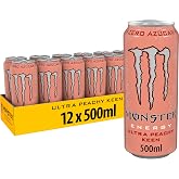 Monster Energy Ultra Peachy Keen, Bebida Energ&eacute;tica Sin Az&uacute;car- Pack de 12 Latas de 500ml