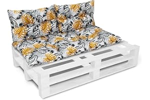 AMILIAN Set de cojines de asiento para banco de jardín, cojines para silla, cojines de respaldo, cojines para europalés 60 x 120 cm + 2 x 40 x 60 cm 05