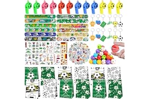 LIANGDING Calcio Festa Compleanno Regalo Bambini, 122 Pezzi Regalini Fine Festa Bambini, Gadget Calcio Compleanno con Pallone da Calcio Rotante, Sacchetti Regalo,Bracciale a scatto, Fischietti, Tatuaggio