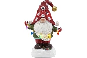 ‎TERESA'S COLLECTIONS TERESA'S COLLECTIONS Weihnachten deko, Gartendeko für Draußen, Weihnachtsdeko Aussen Solar, Gartendeko aus Kunstharz, Christmas Deko Outdoor, Grüne Weihnachtswichtel 19cm