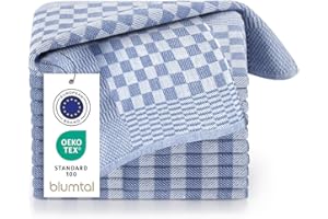 Blumtal Set Strofinacci Cucina Cotone - Canovacci Cucina Cotone 100% - Stracci Cucina Elevata Assorbenza - Certificati Oeko-Tex - Asciugamani Cucina - 50x70cm - 5 Pezzi - Blu