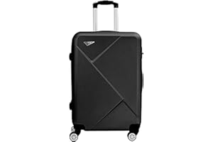 CALDARIUS Luaggage -Hard Shell, 4 Dual Spinner Wheels, Lightweight, – Travel Bag-Combination Lock -Telescopic Handle (Black, Medium)
