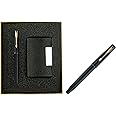 Parker Frontier Matte GT Roller Ball Pen, Golden color, 1 Count (Pack of 1)& Gold Trim Roller Ball Pen with Free Card Holder 2 Piece Set
